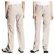 Columbia Women PFG Omni Shade Convertible Nylon Pants Size L Tan Hiking Outdoors