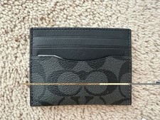 Authentic Coach Signature ID Card Case Men's Wallet Black 58110