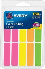 Removable Color Coding Labels 1/2x1-3/4in labels 3-5/8x3in sheets Assorted180/PK
