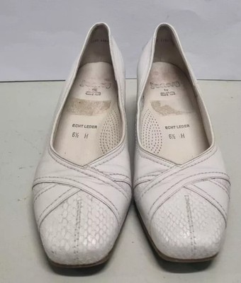 Jenny by Ara Damen Pumps Gr. 6 1/2 H - Weiß, Echtleder, Blockabsatz