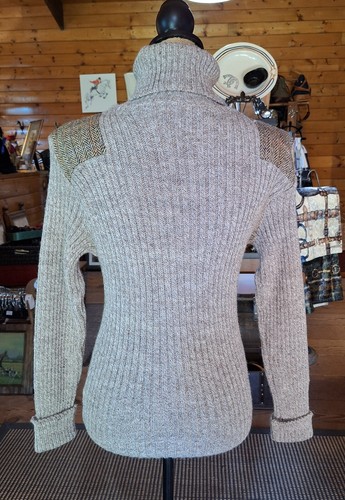 Niffi Ecosse British Wool Roll Neck Sweater Ghillie Unisex with Harris Tweed - Bild 4 von 5