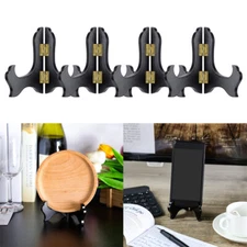 4PCS 4" Folding Wooden Plate Display Stand Easel Picture Frame Holder Black NEW