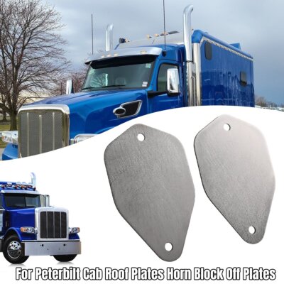 For Peterbilt Roof Plates Horn Kit Block Off Stainless Steel Paintable Sets of 2