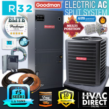 Goodman 1.5 Ton R32 AC Central Air Conditioning Split System & 5kW Kit, 15 SEER2