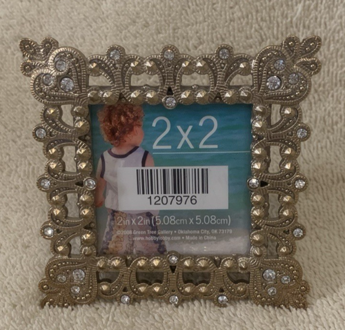 2008 Green Tree Gallery Ornate Jeweled Gold Tone Metal Small Photo Frame - NEW