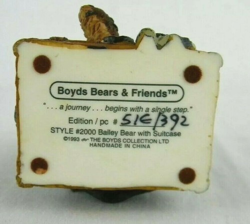 Bailey Bear With Suitcase Collectible Figurine Vintage Boyds Bear & Friends EUC - Picture 8 of 12