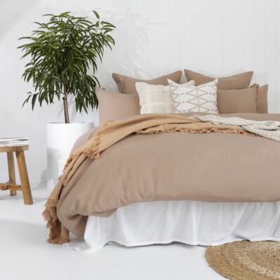 Bambury French Linen Quilt Cover Set-Tea Rose King