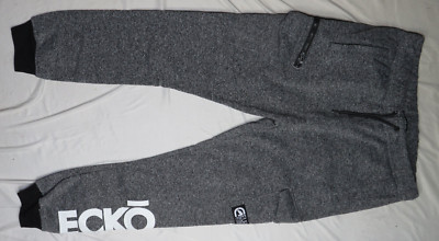 ECKO UNLTD. MENS PANTS LARGE GRAY HEATHER FLEECE JOGGER CARGO HEAVYWEIGHT NEW