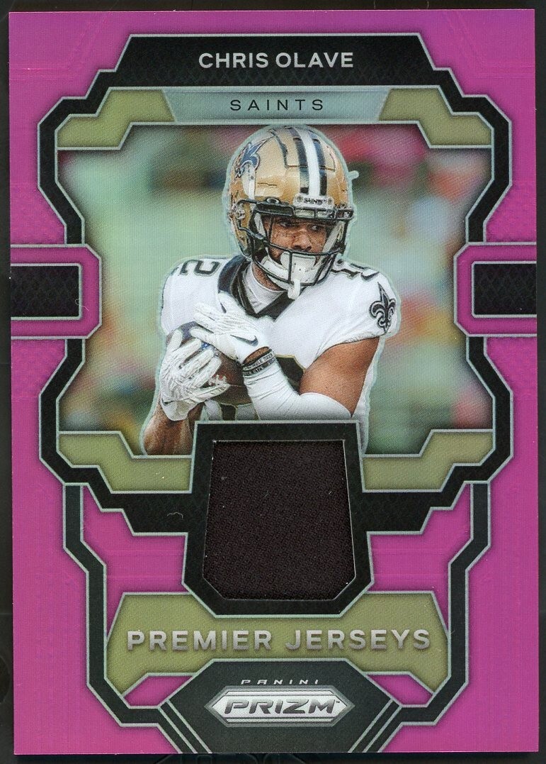 2023 Panini Prizm Premier Jerseys Chris Olave #PJ-CO Pink Prizm Saints MEM NM