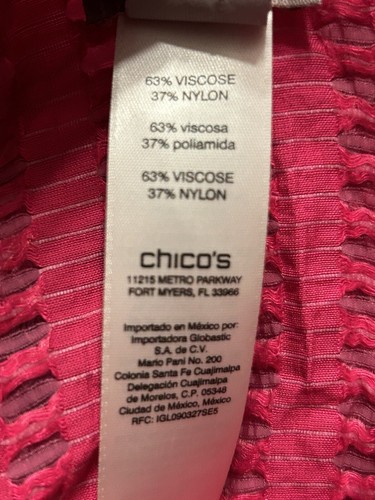 Chicos Pink Textured Button Down Top Size 3 XL - Picture 7 of 8