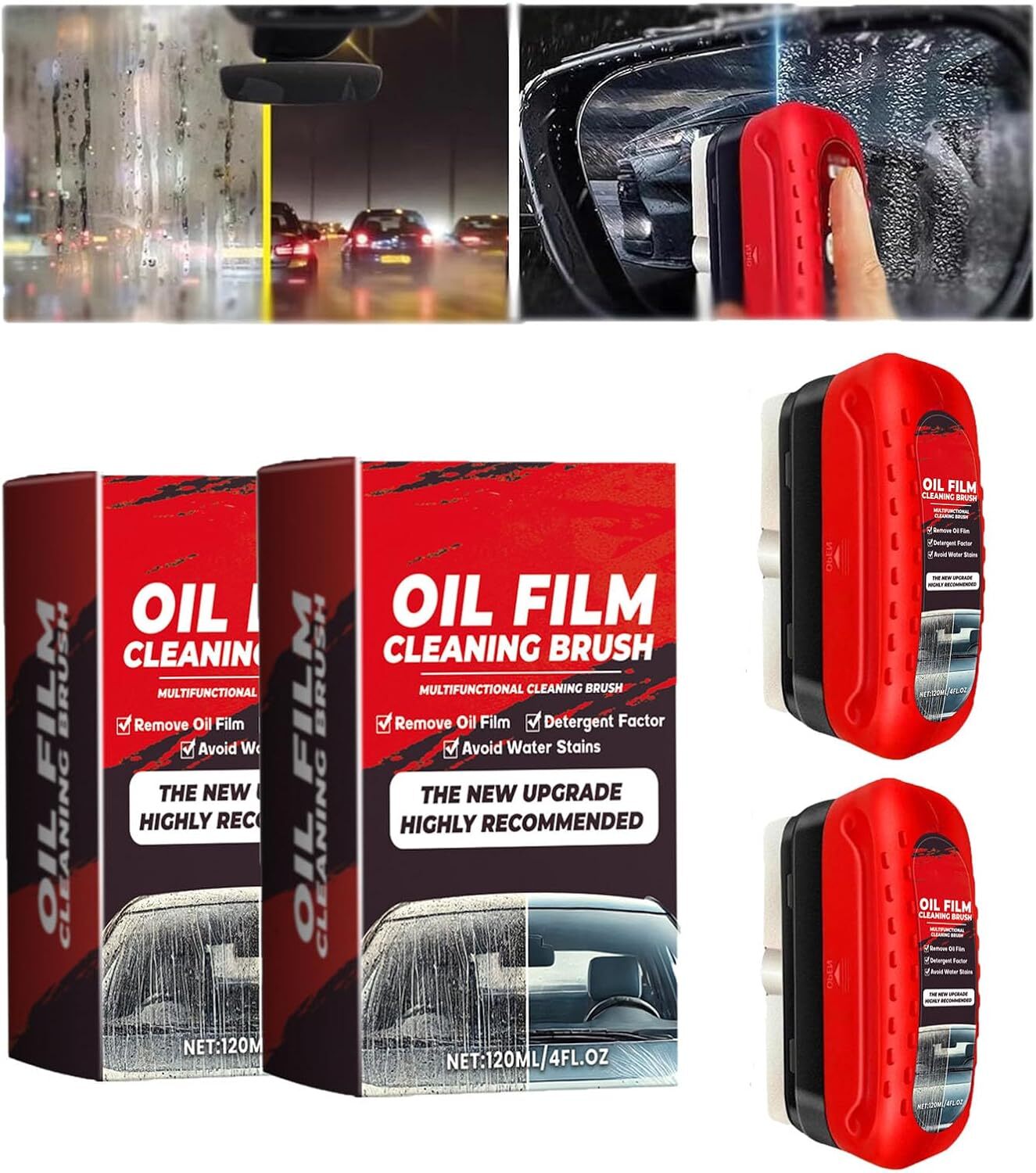 2Pack Oil Film Cleaning Brush for Auto Glass Coating Anti-Fog & Rain Repellent