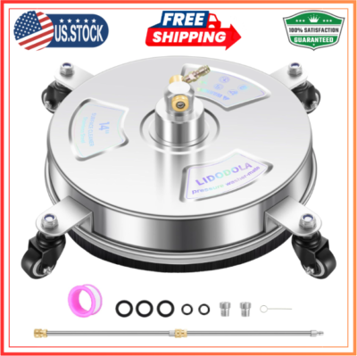 #ad 14quot; Pressure Washer Surface Cleaner with 4 Wheels Stainless Steel Surface C... $86.99