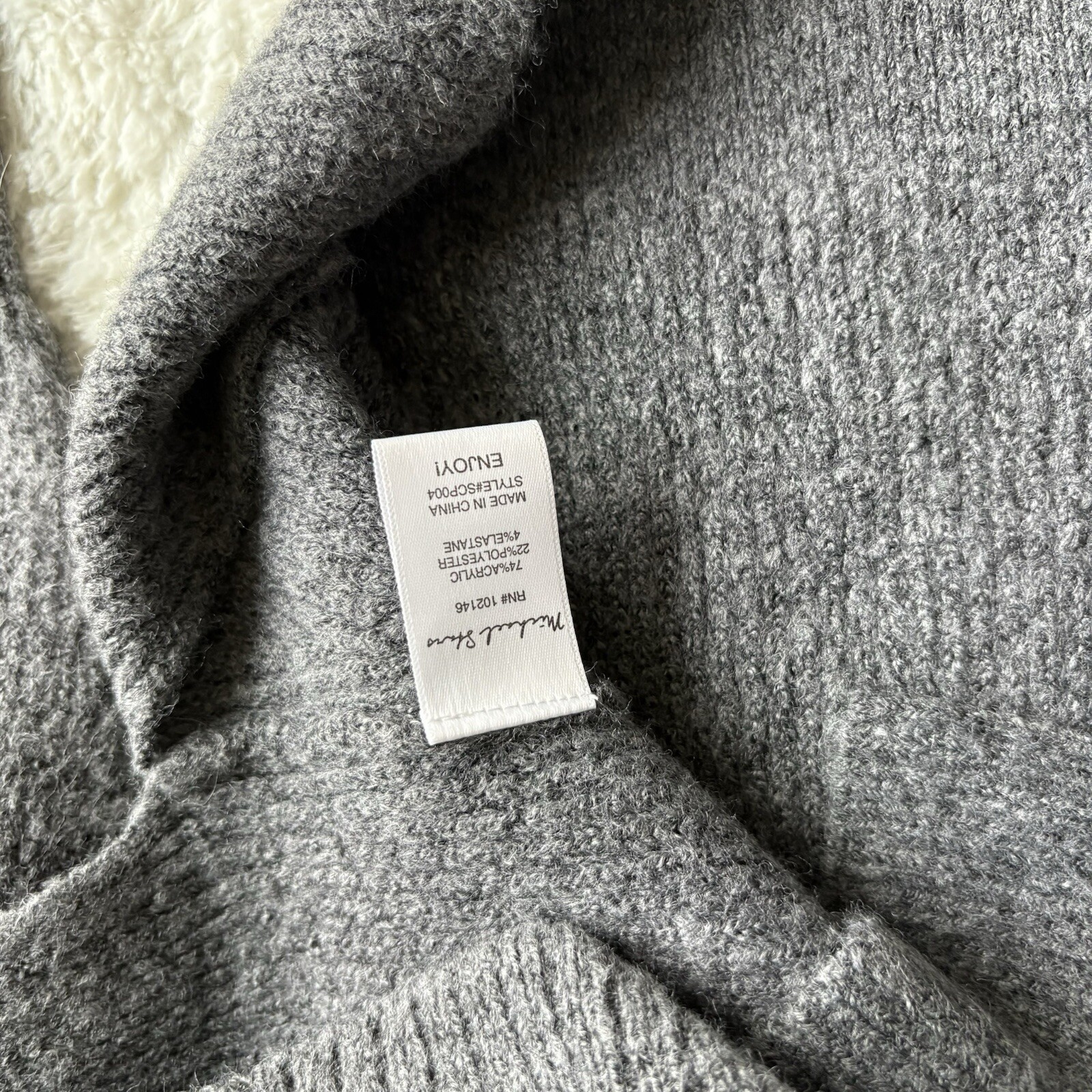 Michael Stars Funnel Neck Knit Pullover Sweatshirt Light Gray Womens XS