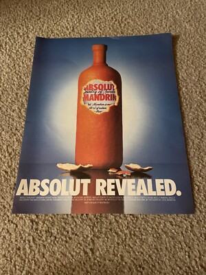 Vintage 2000 ABSOLUT REVEALED ABSOLUT MANDIRIN VODKA BOTTLE Poster Print Ad