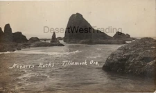 Netarts Rocks Tillamook County Oceanside Oregon RPPC Postcard NOKO 1907-1920 UNP