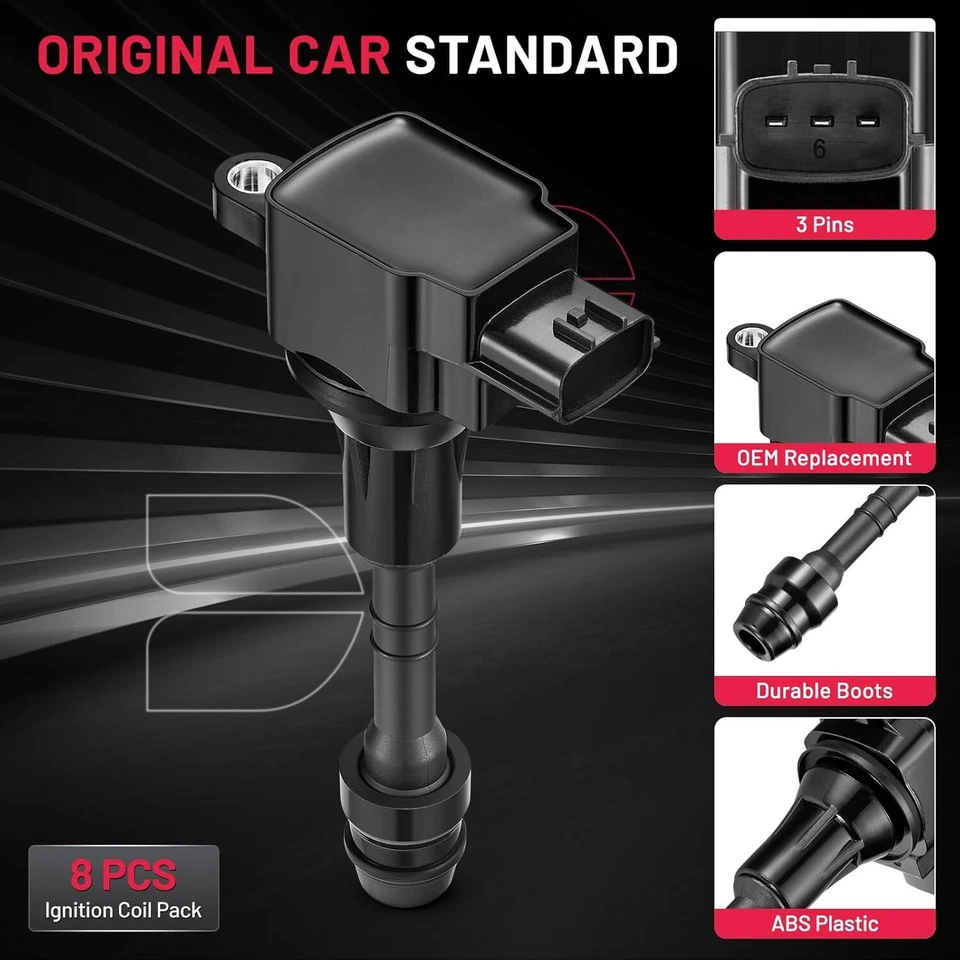 Set of 8 Ignition Bobinas for Nissan Armada Titan Infiniti QX56 5.6L V8 UF510 - Imagem 2 de 4