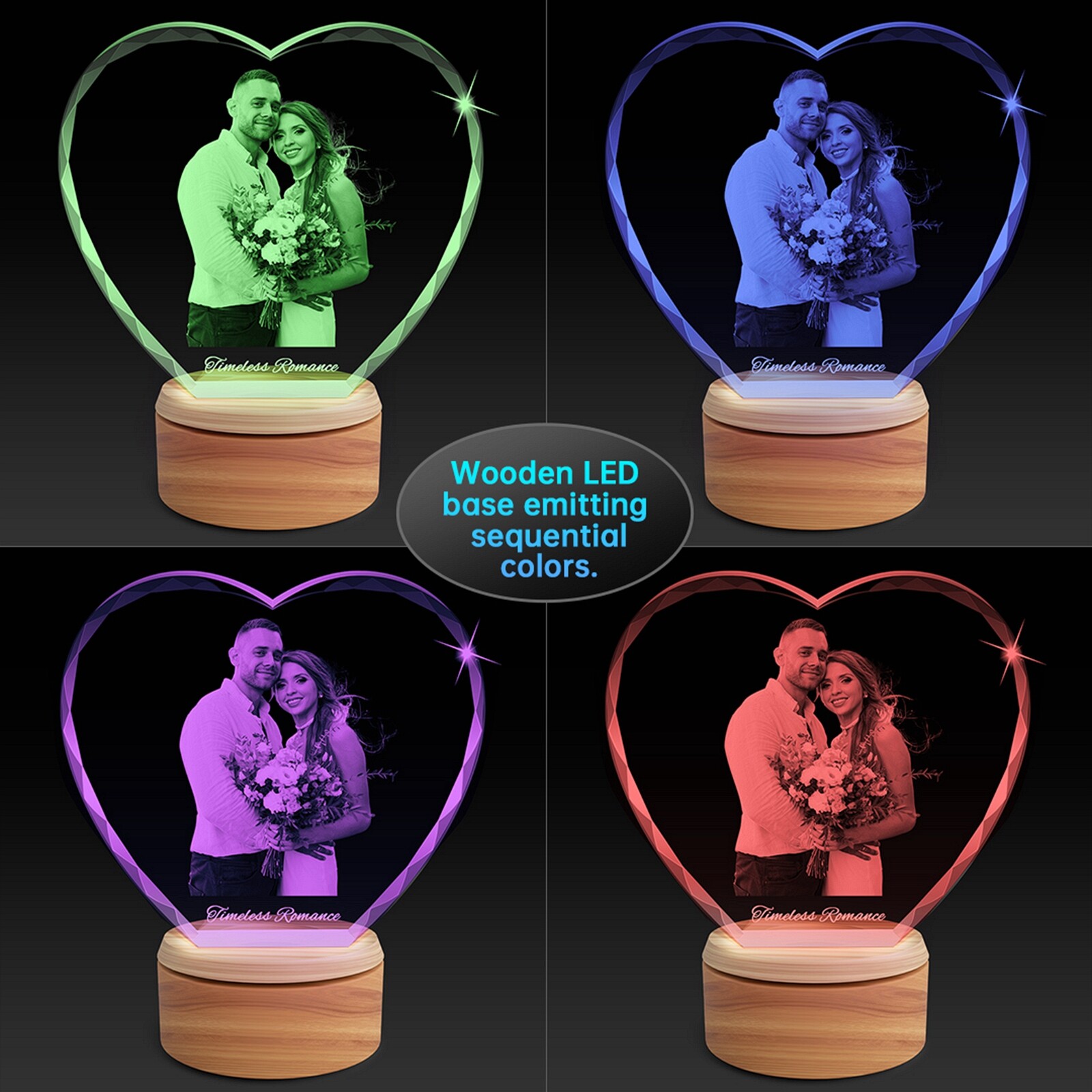 Personalized 3D Crystal Photo Gift Heart For Birthday Anniversary Mother Day Present