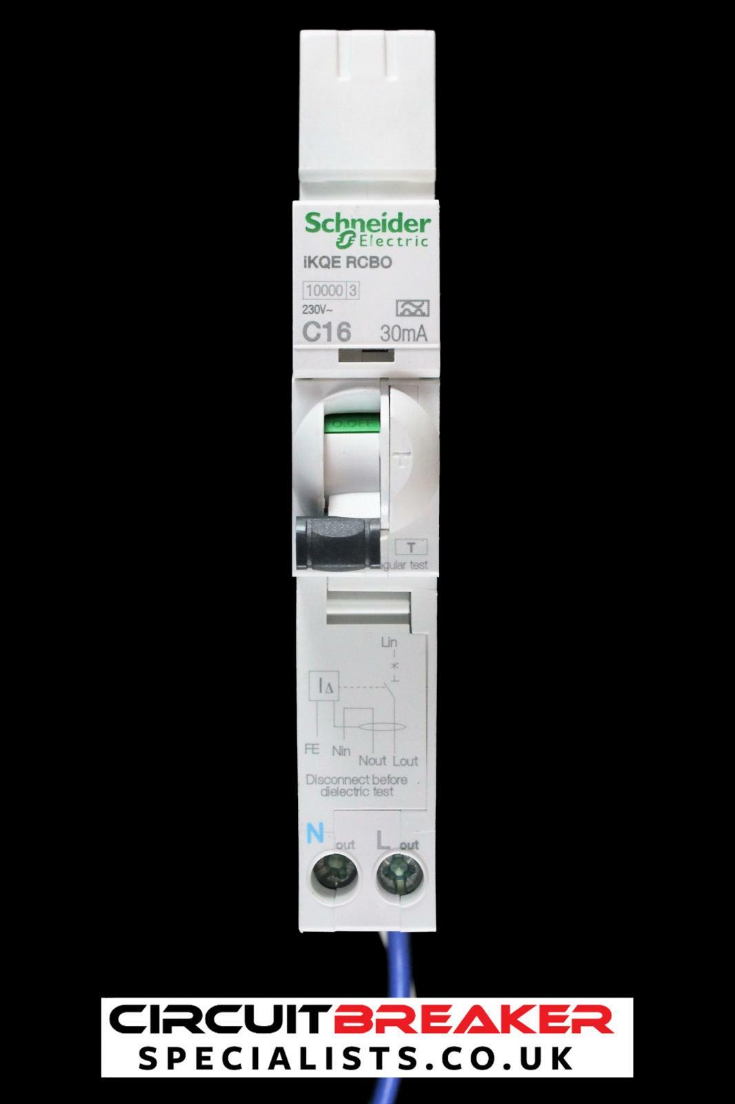 SCHNEIDER 16 AMP CURVE C 10kA 30mA RCBO TYPE A IKQE ACTI9 SEE116C03 A9D17816