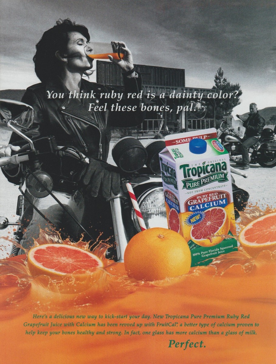 1999 Tropicana Orange Juice - Motorcycle Biker Woman Ghost Town