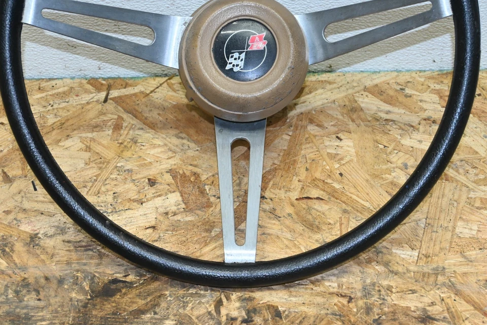 Chevy Corvette C3 1969-1975 conjunto de volante de cuero de 3 radios negro OEM 7 k Foto 4 de 4