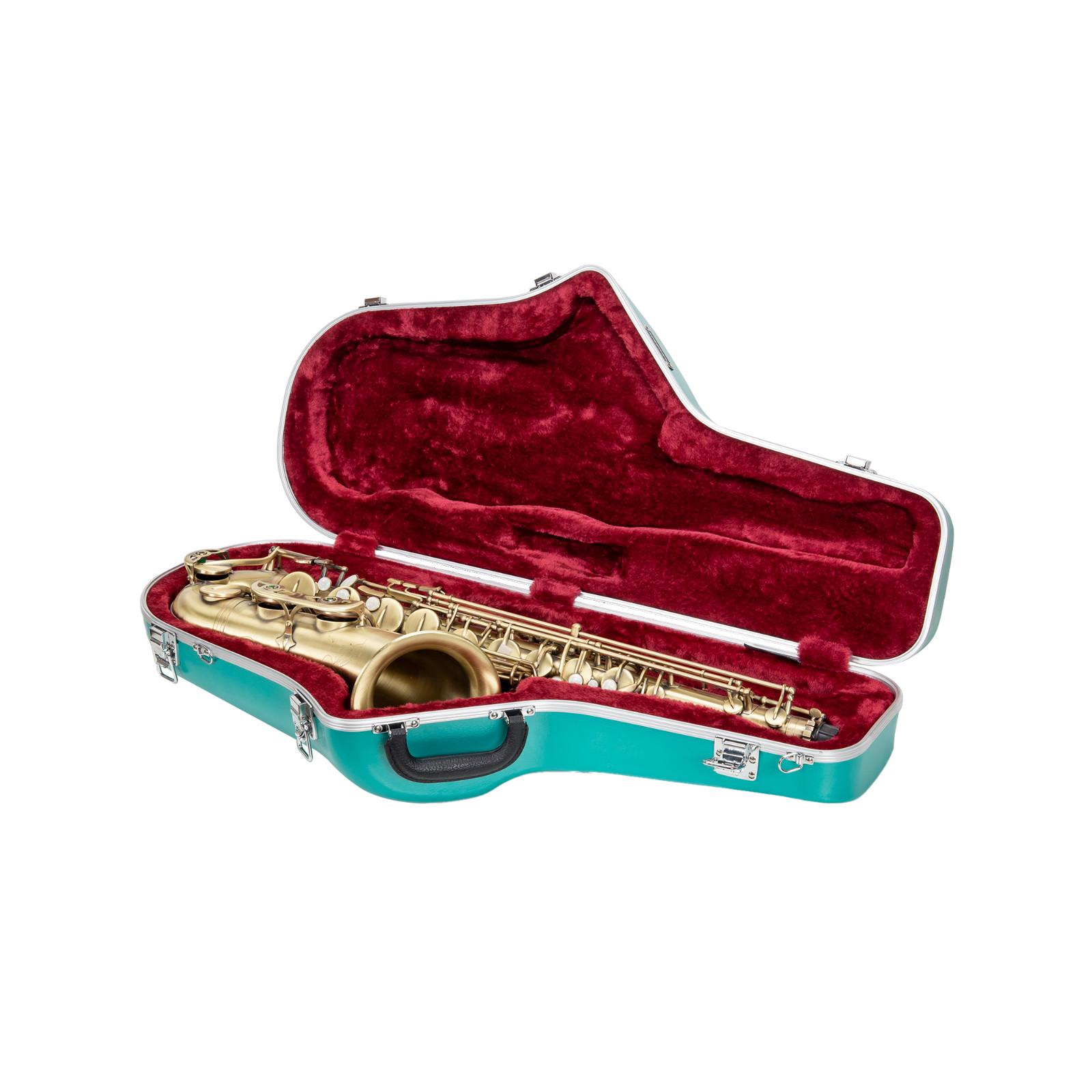 Crossrock Tenor Saxophone Case-ABS Molded Hardshell-Detachable Strap-Mint Blue