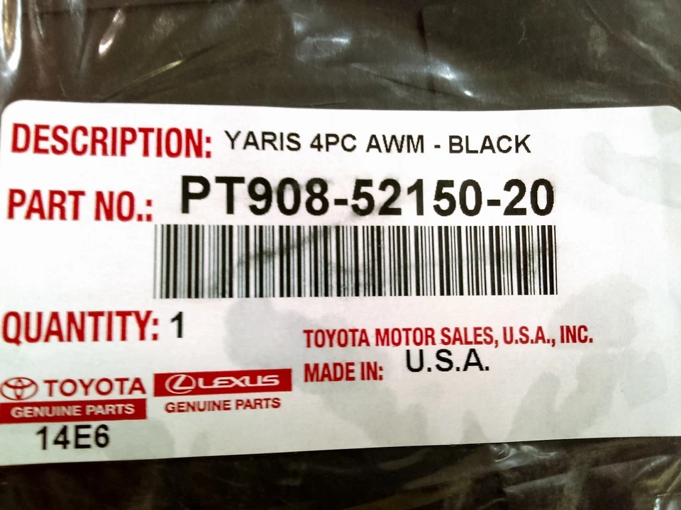 Toyota Yaris Hatchback 2015-2016 All Weather Rubber Floor Mats  Genuine OEM OE - Image 3 of 3