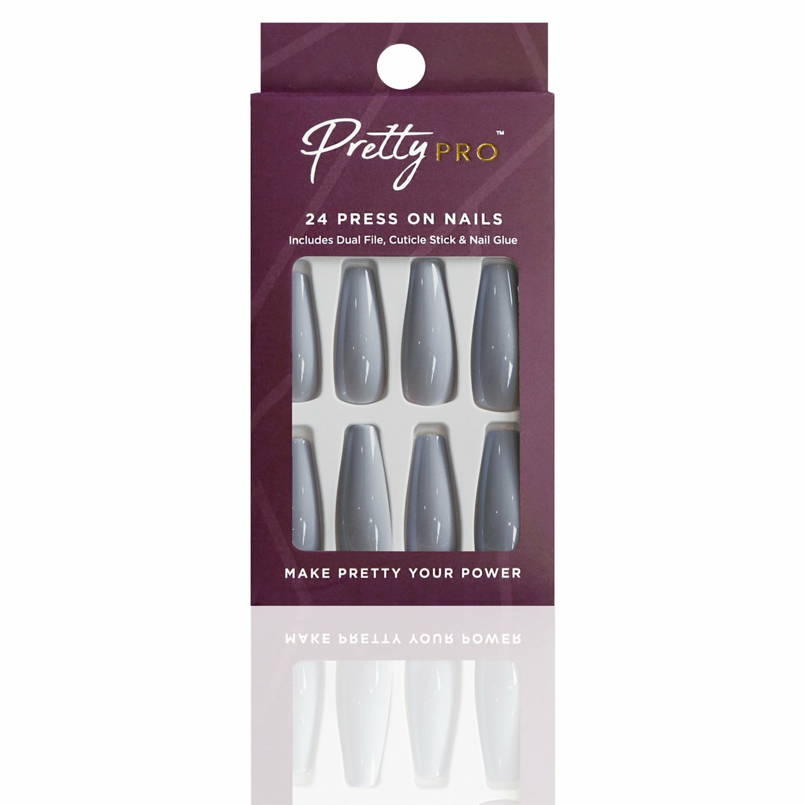 Pretty Pro Reusable Press On False Nails - Seize The Grey (24pcs)