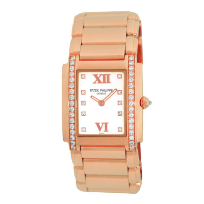 PATEK PHILIPPE 18K Rose Gold 25mm Diamond Twenty Four 4910/11R Box Warranty