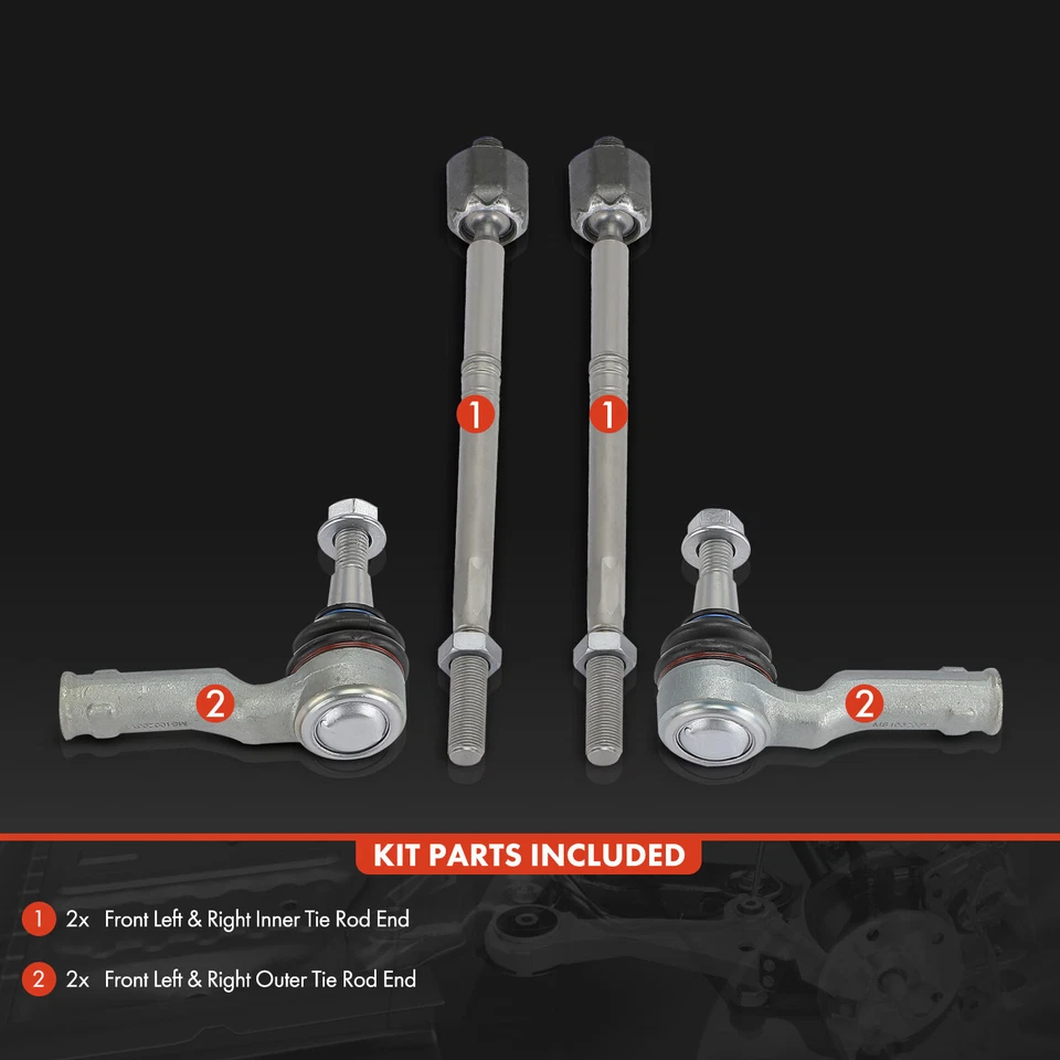 4x Front Inner & Outer Tie Rod Ends for Land Rover Discovery 17-23 Range Rover - Image 2 of 4