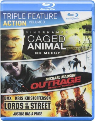 Brand New Blu-ray 3-Pack Caged Animal, Outrage, Lords of the Street, Sealed