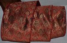 Wired Ribbon Luxury Jacquard Christmas Red Arabesque Holiday Gold 4" Wreath Bow