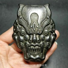 Collection of Antique Iron Meteorite Tiger Head Animal Head Pendant Old Object