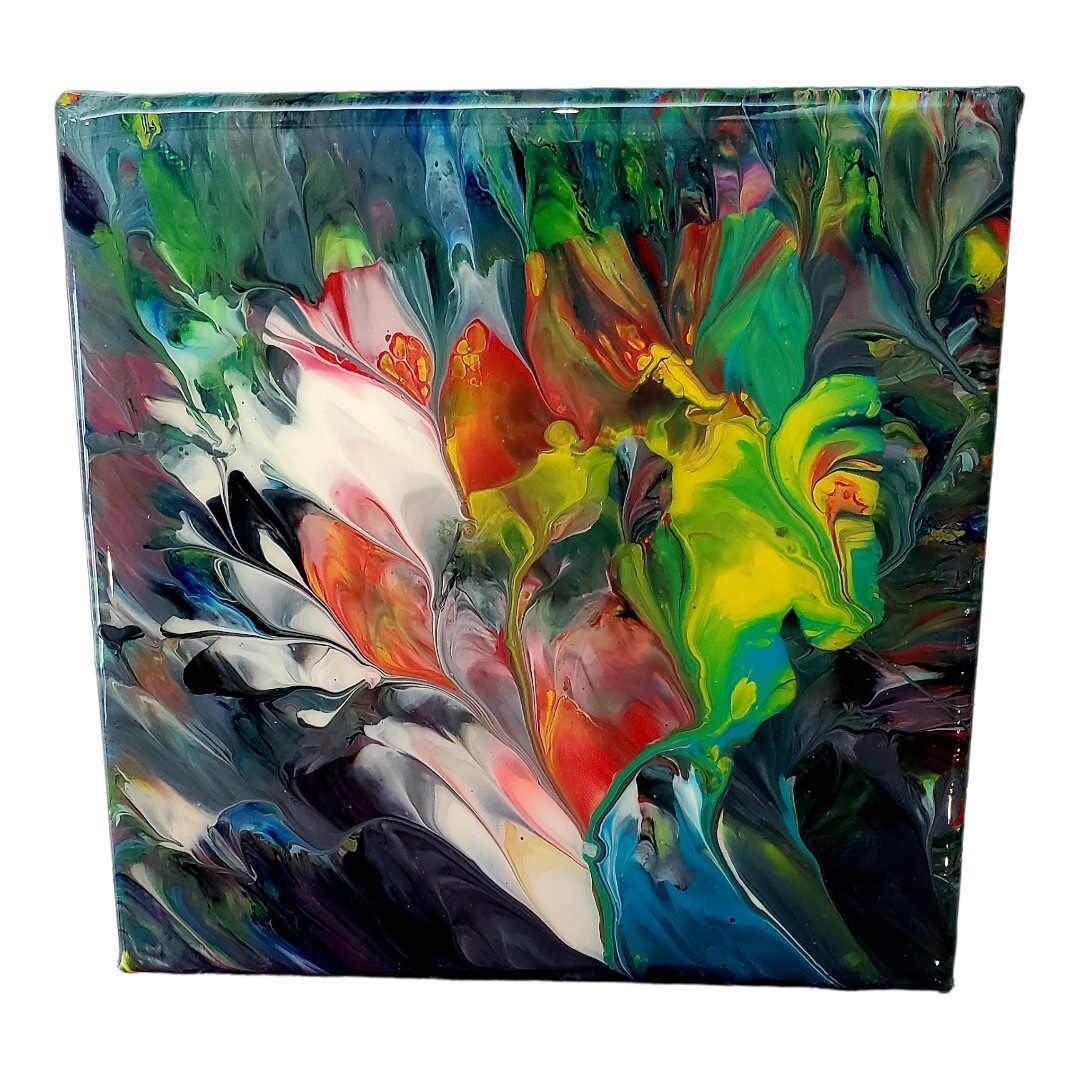 Set of 4 Unframed 6" x 6" Resined Abstract Acrylic Canvas Art eBay