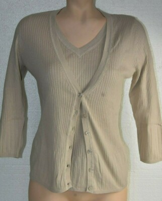 $575 NEW Escada Sport PC SET Sanne Top Sanja Cardigan Beige