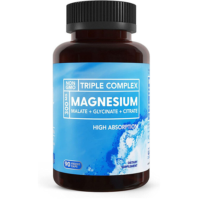 Complexe Triple Magnésium 90 Cápsulas 300mg Glicinato de Magnesio, Malato, Citrato