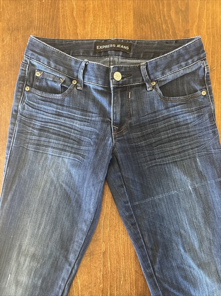 Pantalones de mezclilla EXPRESS para mujer 4r azules al tobillo Leggings Stella tiro bajo cremallera tobillo elástico Foto 2 de 4