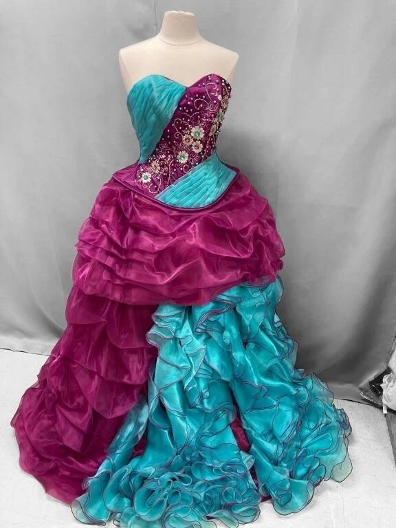 FOREVER 15 QUINCE BUGAMBILIA AQUA GOWN SZ 12 Quinceanera Dress