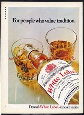 DEWARS WHITE LABEL WHISKY - Original 70er Jahre (KEINE Repro!) WERBUNG. Kostenloser UK-Versand