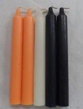 Set 5 x 6" Taper Candles: Halloween RITUAL SPELL MAGIC MAGICK Black White Orange