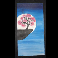Pinkish tree with moonlight -Home decor wooden wall art for bedroom/living room