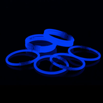 100 Premium Arm-Knicklichter - KNIXS Blau 200 x 4 mm mit 2D Verbinder Neon Bunt