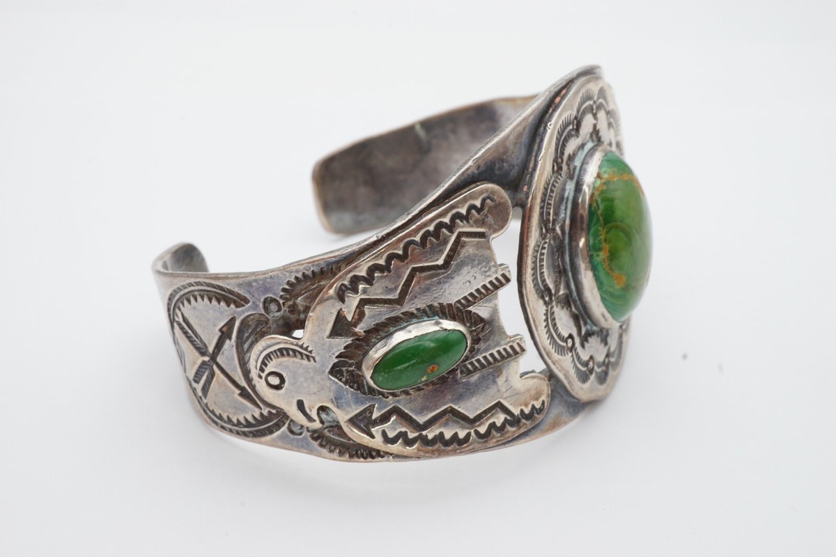 VTG Fred Harvey Era Navajo Sterling Turquoise Thunderbird