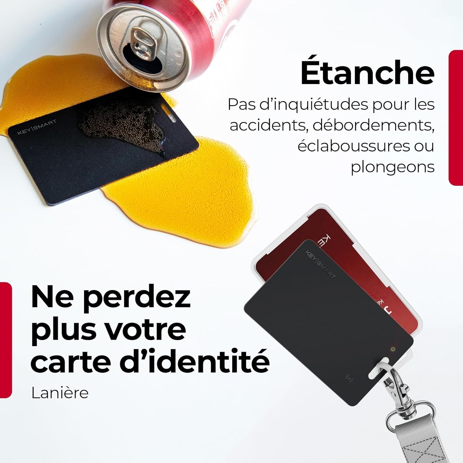 Traceur GPS KeySmart SmartCard ultra fin avec batterie rechargeable