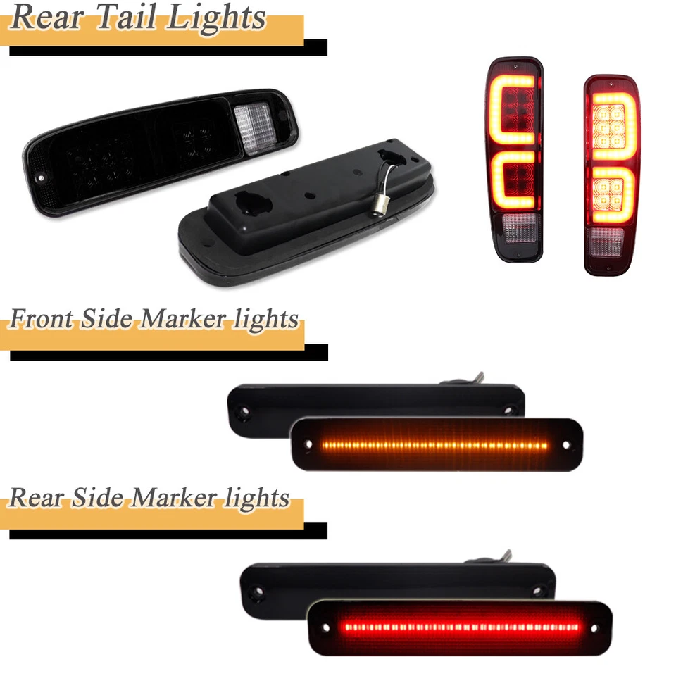 6PCS Smoke LED Tail Light & Side Marker Lamp For Ford F150 F250 E150 Truck 73-79 - Image 2 of 4