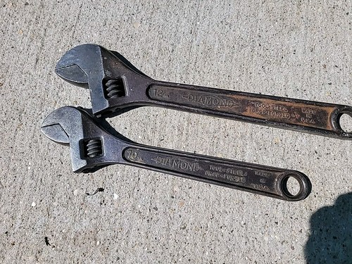 Vtg Diamond Calk Horseshoe CO DIAMALLOY DULUTH MN USA 12 & 10" Adjustable Wrench - Picture 4 of 6