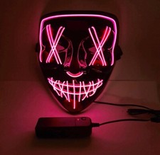 3 Modes LED Mask Neon Stitches Costume Halloween Purge Cosplay Light Up Wire 