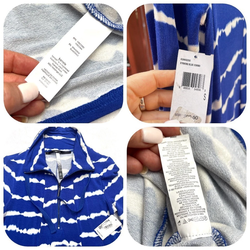 NUEVO CON ETIQUETAS Kensie Llamativo Azul Combo Punto Media Cremallera Vestido con Bolsillos S Foto 4 de 4