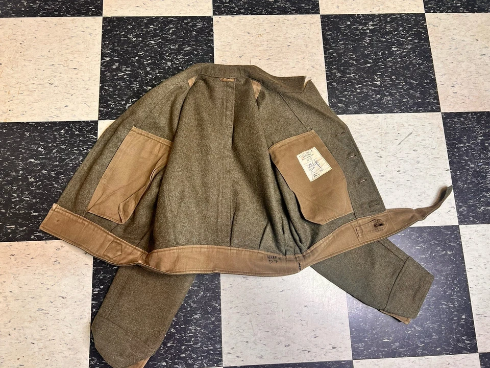 Jaqueta Militar Vintage Pequena Vestimenta Battle n 12 Curta Verde Lã Exército b - Imagem 3 de 4