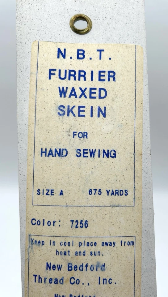 N. B. T. Furrier Waxed Thread Skein Size A 675 Yards #7256 Gray Original Package - Image 4 of 4