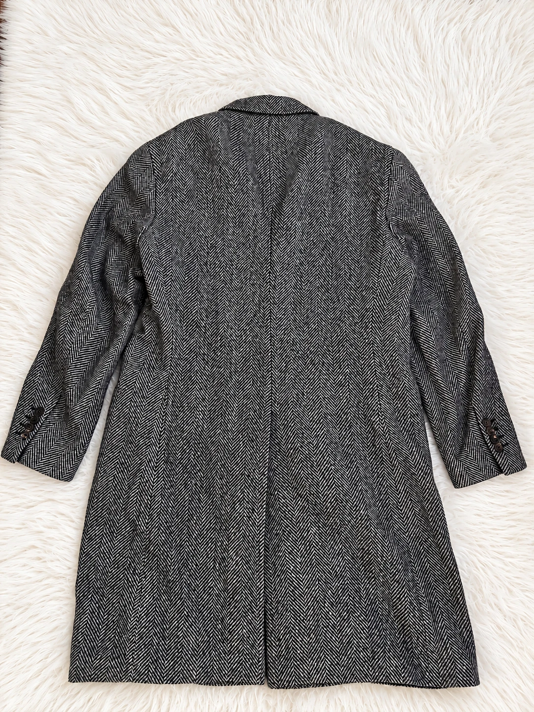 Brunello Cucinelli 100% Cashmere Herringbone Overcoat Men's 52 IT Gray image 5